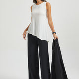 Asymmetrical Hem Sleeveless Tunic | Matte Jersey (Ivory) - Final Sale