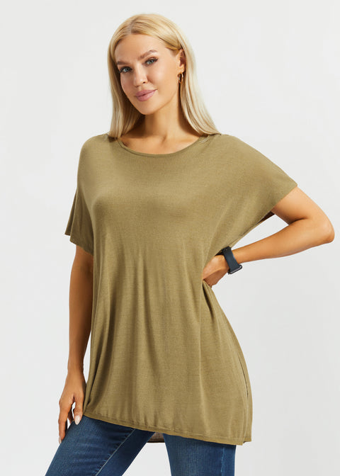 Asymmetrical Boatneck Sweater (Chai Tea) - Final Sale