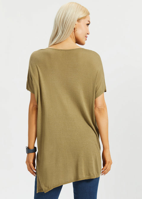 Asymmetrical Boatneck Sweater (Chai Tea) - Final Sale