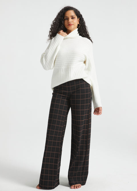 Mix Direction Rib Turtleneck (Ivory)