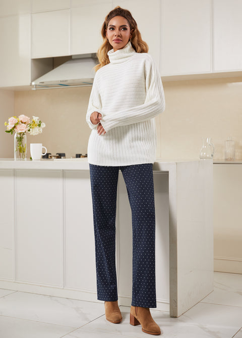 Mix Direction Rib Turtleneck (Ivory) - Final Sale