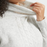 Cable Accent Turtleneck (Heather Ivory)