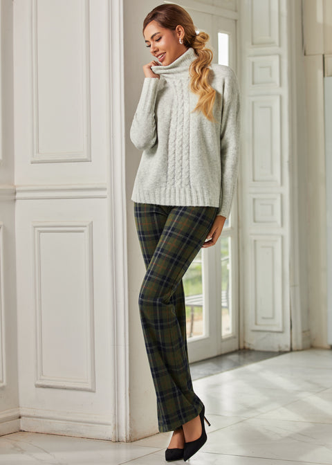 Cable Accent Turtleneck (Heather Ivory) - Final Sale