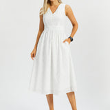 Eyelet Fit & Flare Dress | Cotton (Star White)