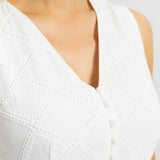 Eyelet Fit & Flare Dress | Cotton (Star White)
