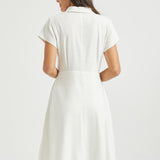 Fit & Flare Shirt Dress | AirWeave Stretch Linen (Star White)