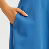 Sleeveless Boatneck Fit & Flare Dress (Denim Blue) - Final Sale