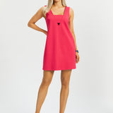 Peekaboo V-Neck Shift Dress (Virtual Pink) - Final Sale