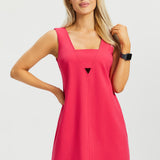 Peekaboo V-Neck Shift Dress (Virtual Pink) - Final Sale
