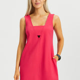 Peekaboo V-Neck Shift Dress (Virtual Pink) - Final Sale