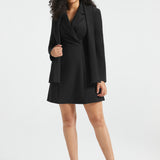 Surplice Lapel Sleeveless Knit Dress | Stretch Ponte (Black)