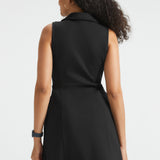 Surplice Lapel Sleeveless Knit Dress | Stretch Ponte (Black)