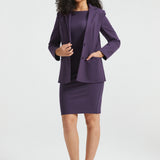 3/4 Sleeve Boatneck Sheath Dress | Stretch Ponte (Aubergine)