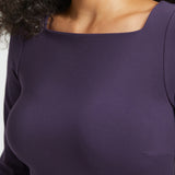 3/4 Sleeve Boatneck Sheath Dress | Stretch Ponte (Aubergine)