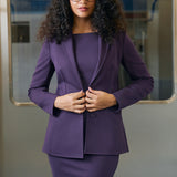 3/4 Sleeve Boatneck Sheath Dress | Stretch Ponte (Aubergine)