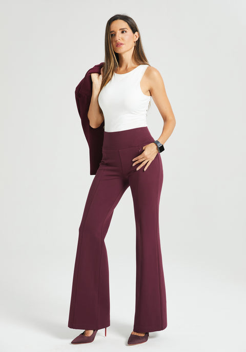 Power Down DPYP™ Dress Pant Yoga Pant | Flare (Burgundy) - Final Sale