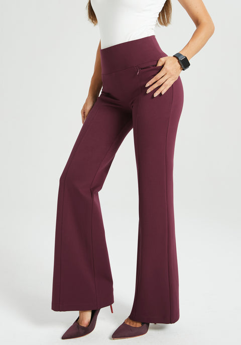 Power Down DPYP™ Dress Pant Yoga Pant | Flare (Burgundy) - Final Sale