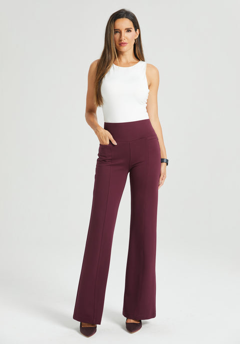 Power Down DPYP™ Dress Pant Yoga Pant | Flare (Burgundy) - Final Sale