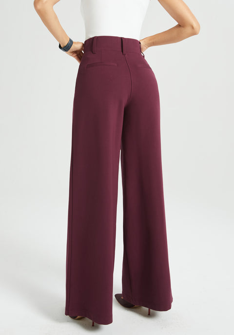 Classic High-Waist DPYP™ Dress Pant Yoga Pants | Wide (Burgundy)