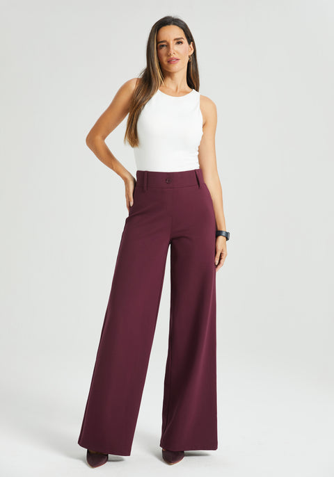 Classic High-Waist DPYP™ Dress Pant Yoga Pants | Wide (Burgundy)