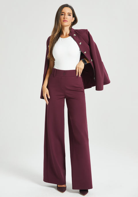 Classic High-Waist DPYP™ Dress Pant Yoga Pants | Wide (Burgundy)