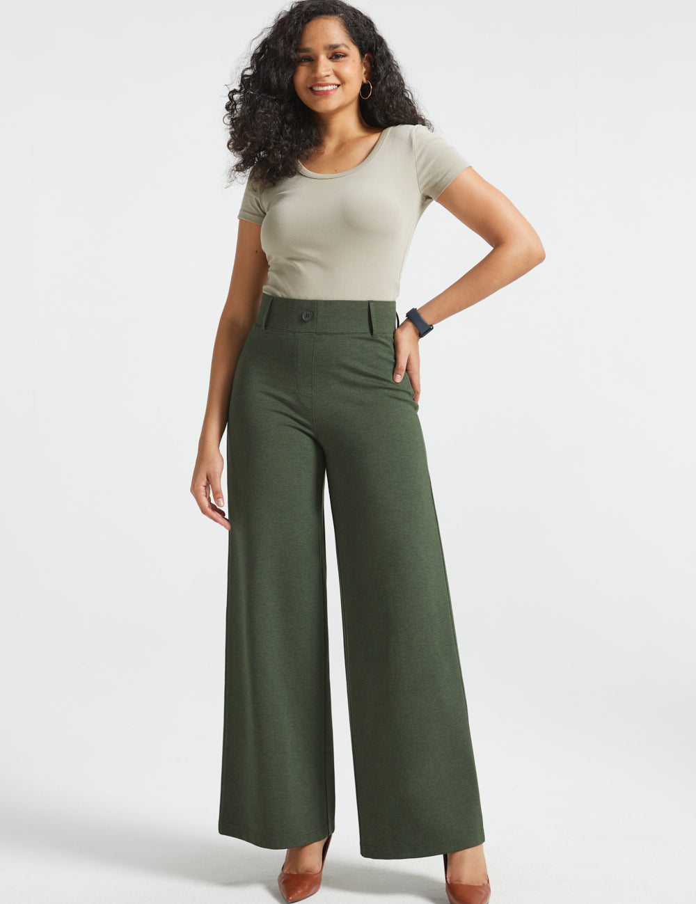PRESALE ⏰ Classic High-Waist DPYP™ Dress Pant Yoga Pants | Wide (Heather Olive)
