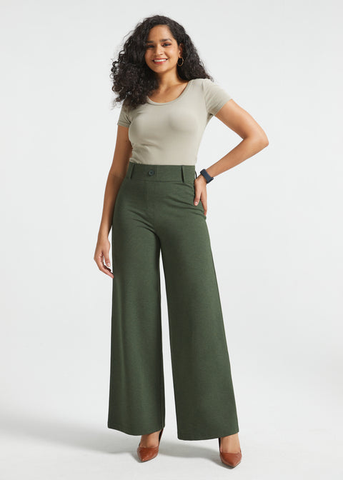 PRESALE ⏰ Classic High-Waist DPYP™ Dress Pant Yoga Pants | Wide (Heather Olive)
