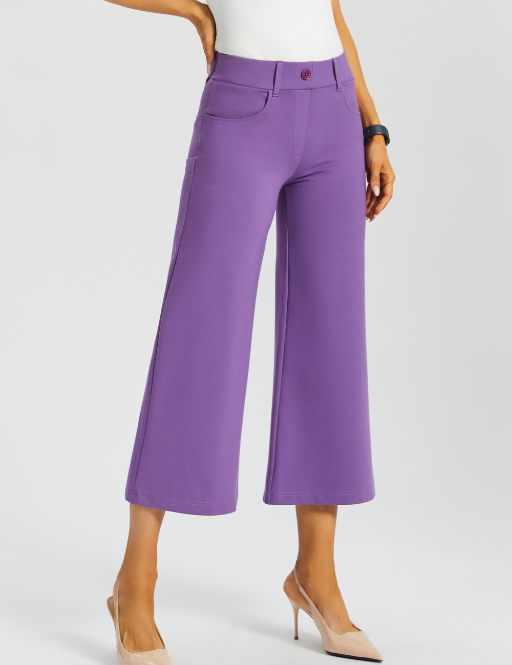 7-Pocket DPYP™ Dress Pant Yoga Pant Crop | Wide (Grape) - Final Sale