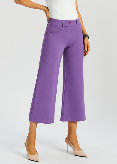 7-Pocket DPYP™ Dress Pant Yoga Pant Crop | Wide (Grape) - Final Sale