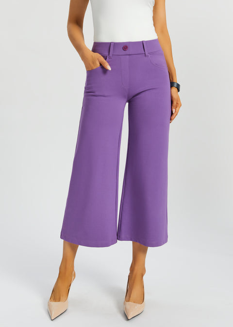 7-Pocket DPYP™ Dress Pant Yoga Pant Crop | Wide (Grape) - Final Sale
