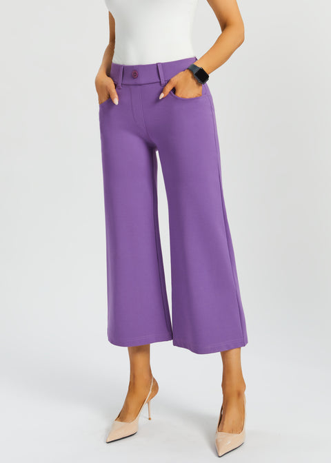 7-Pocket DPYP™ Dress Pant Yoga Pant Crop | Wide (Grape) - Final Sale