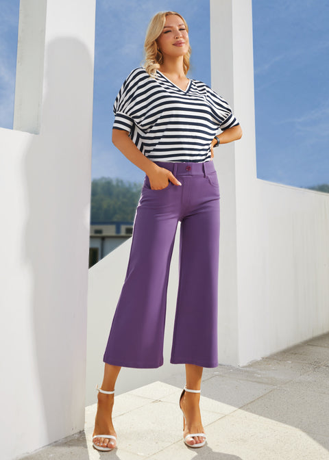 7-Pocket DPYP™ Dress Pant Yoga Pant Crop | Wide (Grape) - Final Sale
