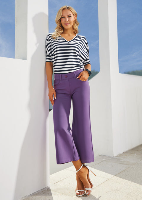 7-Pocket DPYP™ Dress Pant Yoga Pant Crop | Wide (Grape) - Final Sale