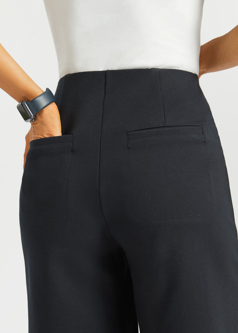 Atlantic Wide-Leg Bermuda Shorts | Stretch Ponte (Black) - Final Sale