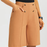 Atlantic Wide-Leg Bermuda Shorts | Stretch Ponte (Sandalwood) - Final Sale