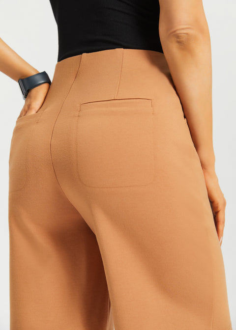 Atlantic Wide-Leg Bermuda Shorts | Stretch Ponte (Sandalwood) - Final Sale
