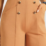 Atlantic Wide-Leg Bermuda Shorts | Stretch Ponte (Sandalwood) - Final Sale