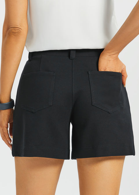 Tailored Seam Shorts | Stretch Ponte (Black) - Final Sale