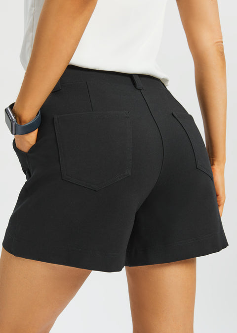 Tailored Seam Shorts | Stretch Ponte (Black) - Final Sale