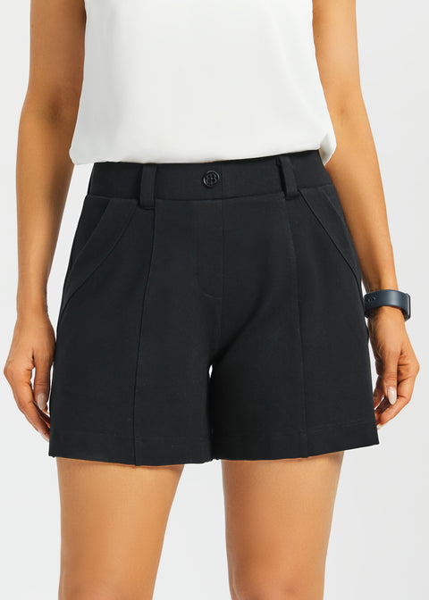 Tailored Seam Shorts | Stretch Ponte (Black) - Final Sale