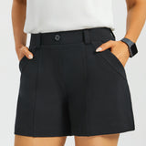 Tailored Seam Shorts | Stretch Ponte (Black) - Final Sale
