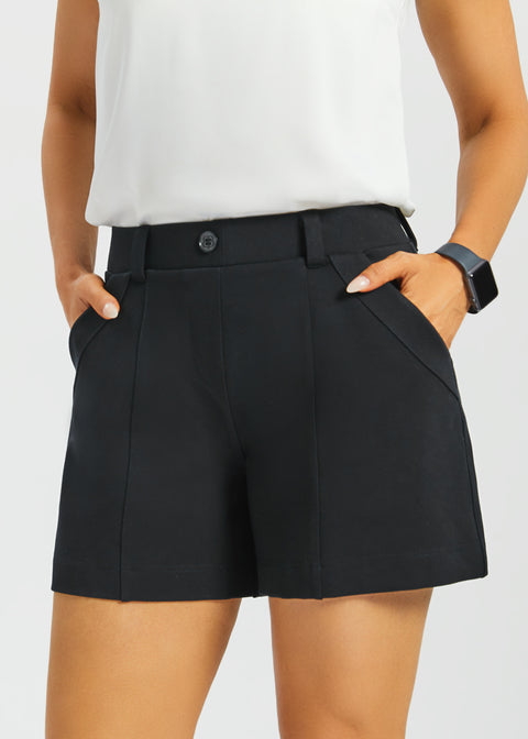 Tailored Seam Shorts | Stretch Ponte (Black) - Final Sale
