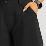 Tailored Seam Shorts | Stretch Ponte (Black) - Final Sale