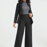 Classic High-Waist Dress Pants | Wide - Jacquard (Black Ivory Dot)
