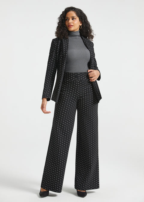 Classic High-Waist Dress Pants | Wide - Jacquard (Black Ivory Dot)