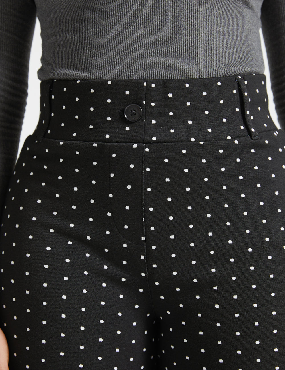 Classic High-Waist Dress Pants | Wide - Jacquard (Black Ivory Dot)