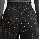 Classic High-Waist Dress Pants | Wide - Jacquard (Black Ivory Dot)