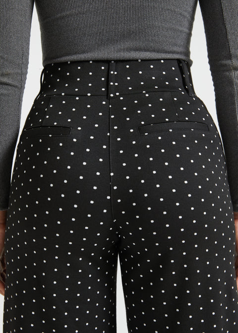Classic High-Waist Dress Pants | Wide - Jacquard (Black Ivory Dot)