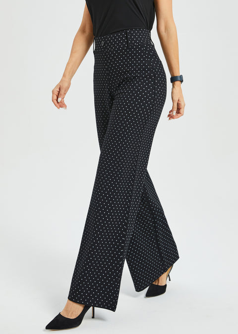 Classic High-Waist DPYP™ Dress Pant Yoga Pants | Wide (Black White Star)
