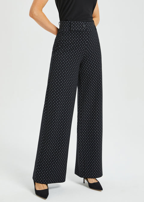 Classic High-Waist DPYP™ Dress Pant Yoga Pants | Wide (Black White Star)